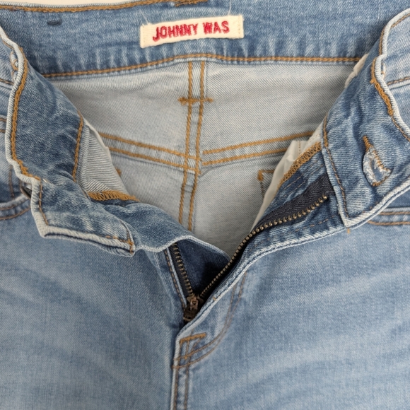 Johnny Was Jeans Womens 25 Bohemian Cropped Baby Boot Embroidered Floral Eyelet - Picture 8 of 12